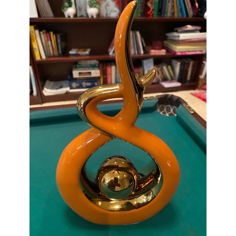 Ceramic Vase Fall Ceramic Art Home Decor in Orange  And Gold